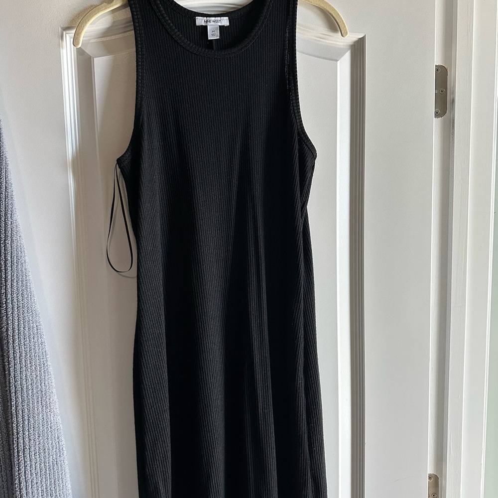 Nine West Black Ribbed Midi Dress